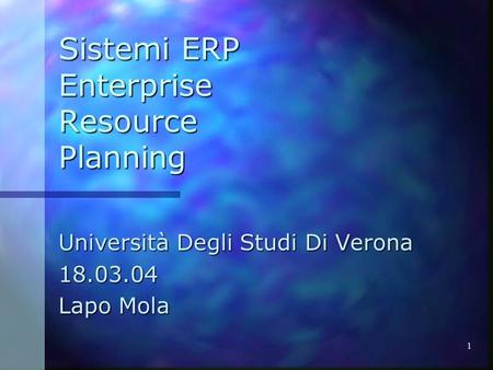 Sistemi ERP Enterprise Resource Planning