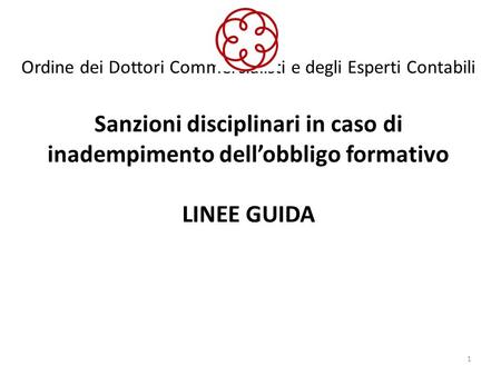 Ordine dei Dottori Commercialisti e degli Esperti Contabili Sanzioni disciplinari in caso di inadempimento dell’obbligo formativo LINEE GUIDA.