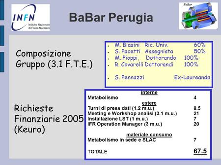 BaBar Perugia Composizione Gruppo (3.1 F.T.E.) Richieste