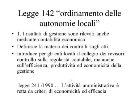 Legge 142 “ordinamento delle autonomie locali”