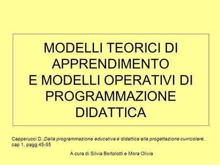 modelli teorici e modelli di programmazione