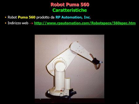 Robot Puma 560 Caratteristiche