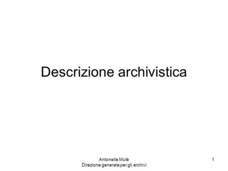 Descrizione archivistica