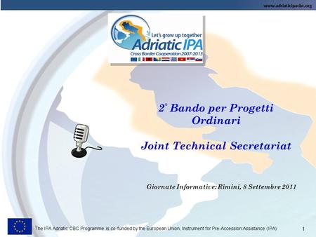 2° Bando per Progetti Ordinari Joint Technical Secretariat