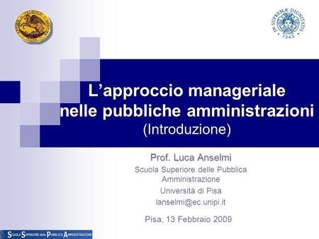 L’approccio manageriale nelle pubbliche amministrazioni (Introduzione)