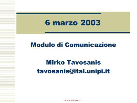 Modulo di Comunicazione Mirko Tavosanis