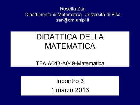 DIDATTICA DELLA MATEMATICA TFA A048-A049-Matematica