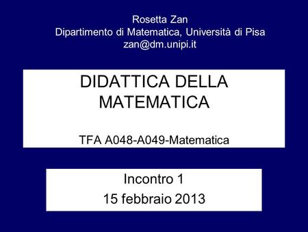 DIDATTICA DELLA MATEMATICA TFA A048-A049-Matematica