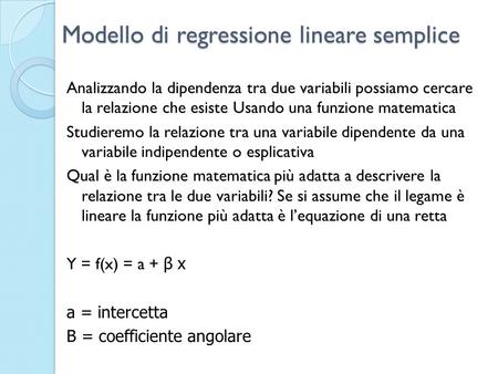 Modello di regressione lineare semplice