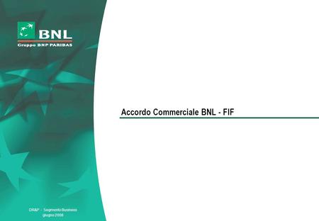 DR&P - Segmento Business giugno 2008 Accordo Commerciale BNL - FIF.