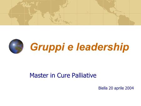 Master in Cure Palliative Biella 20 aprile 2004