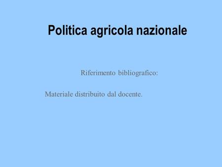 Politica agricola nazionale