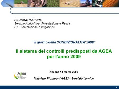 il sistema dei controlli predisposti da AGEA per l’anno 2009
