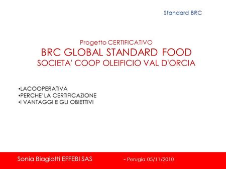 BRC GLOBAL STANDARD FOOD