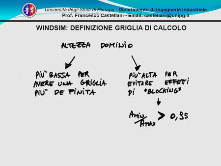 Università degli Studi di Perugia - Dipartimento di Ingegneria Industriale Prof. Francesco Castellani -   WINDSIM: DEFINIZIONE.