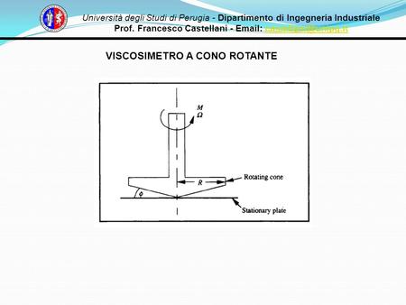 Università degli Studi di Perugia - Dipartimento di Ingegneria Industriale Prof. Francesco Castellani -   VISCOSIMETRO.