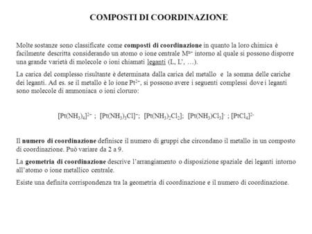 COMPOSTI DI COORDINAZIONE