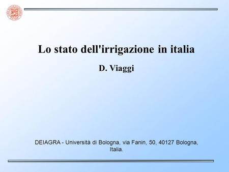 Lo stato dell'irrigazione in italia