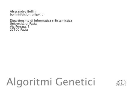 Algoritmi Genetici Alessandro Bollini