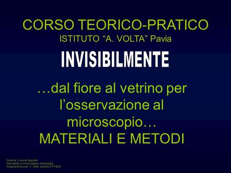 CORSO TEORICO-PRATICO ISTITUTO “A. VOLTA” Pavia