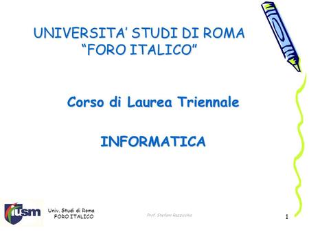 UNIVERSITA’ STUDI DI ROMA “FORO ITALICO”