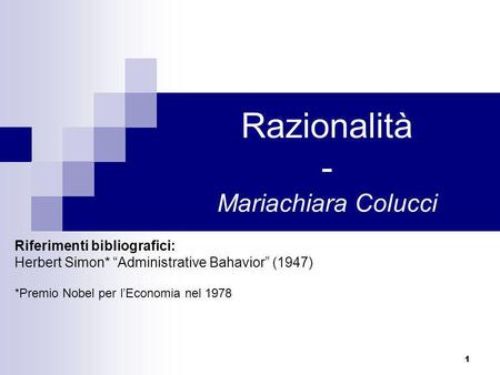 Razionalità - Mariachiara Colucci