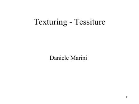 Texturing - Tessiture Daniele Marini.