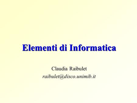 Elementi di Informatica