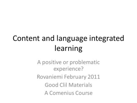 Content and language integrated learning