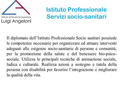 Istituto Professionale Servizi socio-sanitari