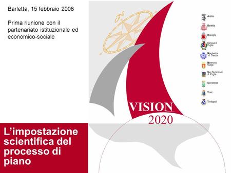 Limpostazione scientifica del processo di piano Barletta, 15 febbraio 2008 Prima riunione con il partenariato istituzionale ed economico-sociale.