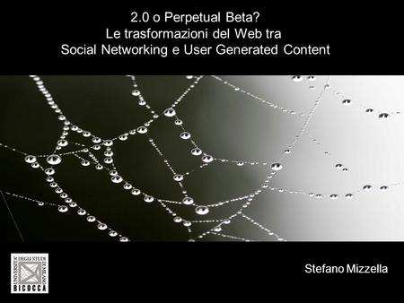 2.0 o Perpetual Beta? Le trasformazioni del Web tra Social Networking e User Generated Content Stefano Mizzella.