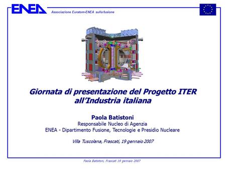 Giornata di presentazione del Progetto ITER all’Industria italiana