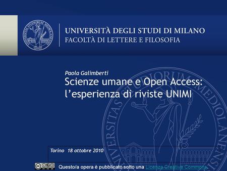 Scienze umane e Open Access: l’esperienza di riviste UNIMI