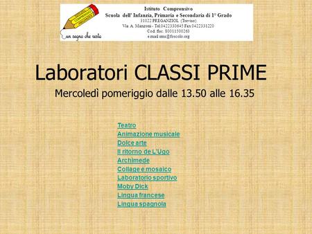 Laboratori CLASSI PRIME