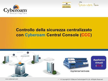 Www.cyberoam.com © Copyright 2011 Elitecore Technologies Pvt. Ltd. All Rights Reserved. Securing You Controllo della sicurezza centralizzato con Cyberoam.
