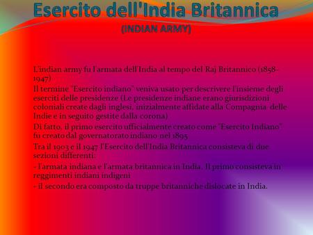 Esercito dell'India Britannica (INDIAN ARMY)