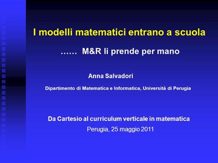 I modelli matematici entrano a scuola