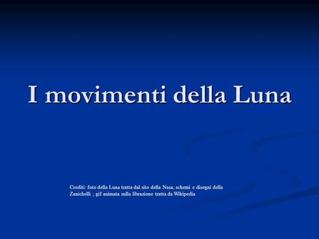 I movimenti della Luna Crediti: foto della Luna tratta dal sito della Nasa; schemi e disegni della Zanichelli ; gif animata sulla librazione tratta da.