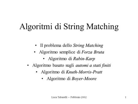 Algoritmi di String Matching