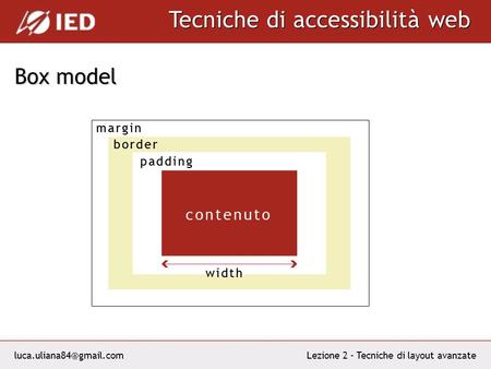 Tecniche di accessibilità web Lezione 2 - Tecniche di layout avanzate Box model.