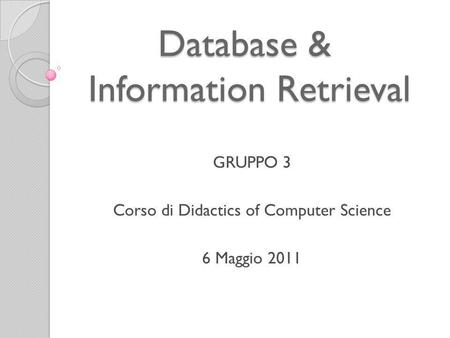 Database & Information Retrieval