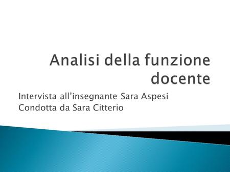 Analisi della funzione docente