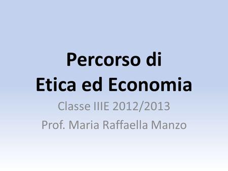Percorso di Etica ed Economia