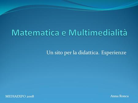 Matematica e Multimedialità