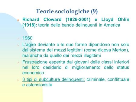 Teorie sociologiche (9)
