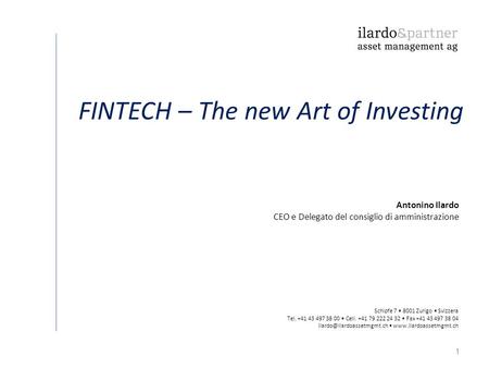 FINTECH – The new Art of Investing