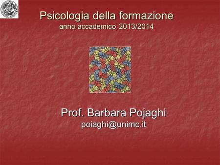 Psicologia della formazione anno accademico 2013/2014 Prof. Barbara Pojaghi