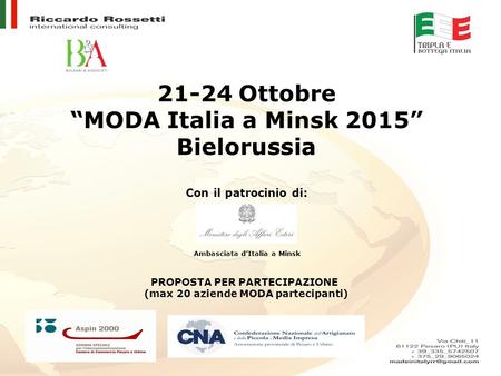 21-24 Ottobre “MODA Italia a Minsk 2015” Bielorussia