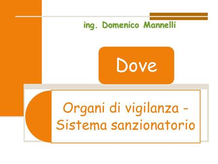 Organi di vigilanza - Sistema sanzionatorio Dove ing. Domenico Mannelli.
